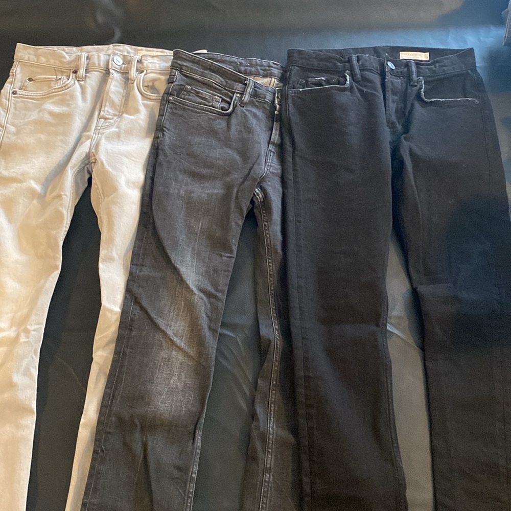 Allsaints men’s cigarette jean bundle size 28 light gray white black